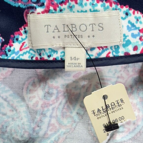 TALBOTS Petites Paisley Print Cotton Spandex Knee-Length Skirt Size 14P - Picture 12 of 16